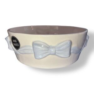 Blue Bow Coquette Ceramic Dog Bowl